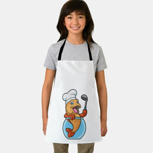 Vis in glas als Cook met soep Schort (Insitu)