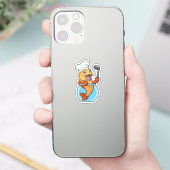 Vis in glas als Cook met soep Sticker (Telefoon)