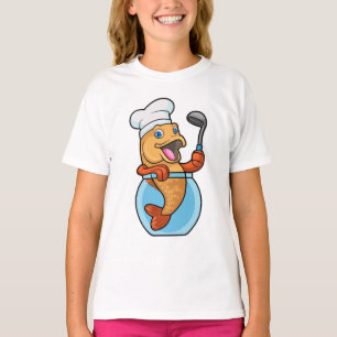 Vis in glas als Cook met soep T-shirt