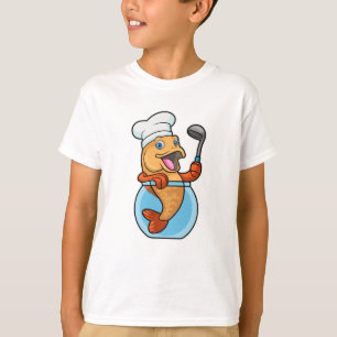 Vis in glas als Cook met soep T-shirt
