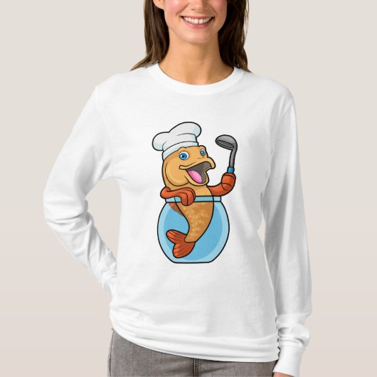 Vis in glas als Cook met soep T-shirt (Voorkant)