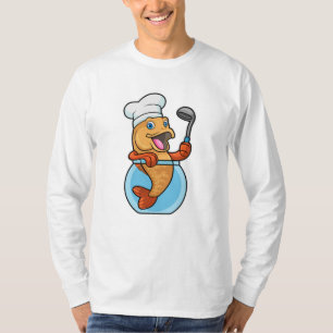 Vis in glas als Cook met soep T-shirt