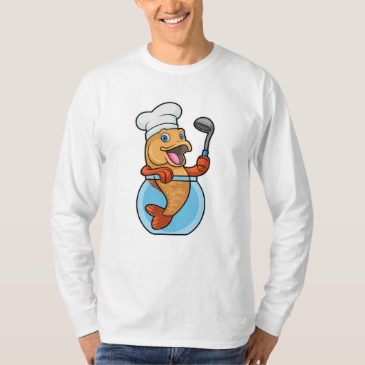 Vis in glas als Cook met soep T-shirt (Voorkant)
