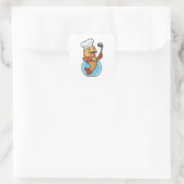 Vis in glas als Cook met soep Vierkante Sticker (Tas)