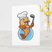 Vis in glas als kok met soeplepel kaart (Gele Bloem)