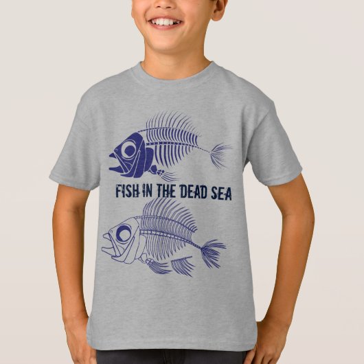 "Vis in het Dode Zee" met visskeletten T-shirt (Voorkant)