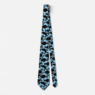 Vis in het net FN2508A. LBlue BG Stropdas