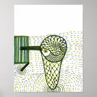 Vis in het net poster