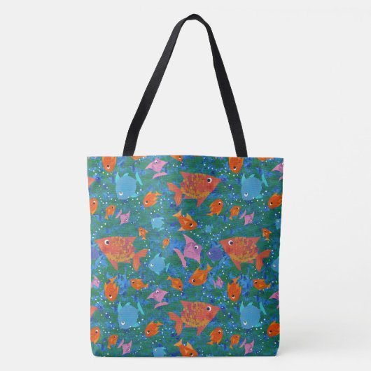 Vis in het Zee, Kleurrijk, Fun Pattern Tote Bag (Voorkant)