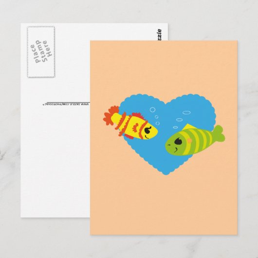 Vis in liefde briefkaart (Voorkant / Achterkant)
