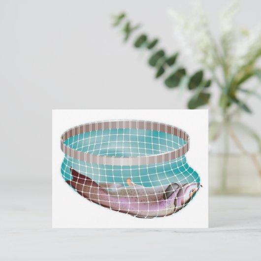 Vis in net briefkaart (Staand voorkant)