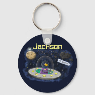 Vis in UFO-illustratie van cartoon buitengaats doo Sleutelhanger