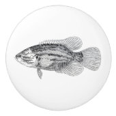 vis in zwart-wit keramische knop (Voorkant)