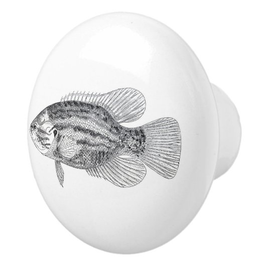 vis in zwart-wit keramische knop (Rechts)