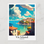 Vis Island Kroatië Reizen Illustratie Briefkaart (Voorkant)
