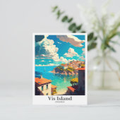 Vis Island Kroatië Reizen Illustratie Briefkaart (Staand voorkant)