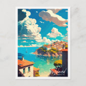 Vis Island Kroatië vintage reisillustratie Briefkaart (Voorkant)