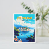 Vis Island Kroatië vintage reisillustratie Briefkaart (Staand voorkant)