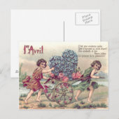 Vis Kar Vergeet-mij-nietje Rozen Briefkaart (Voorkant / Achterkant)