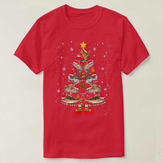Vis kerstboom Merry Kerstmis Vissen P T-shirt (Design voorkant)