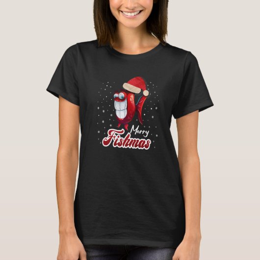 Vis Kerstboom Prettig Visfeest T-shirt (Voorkant)
