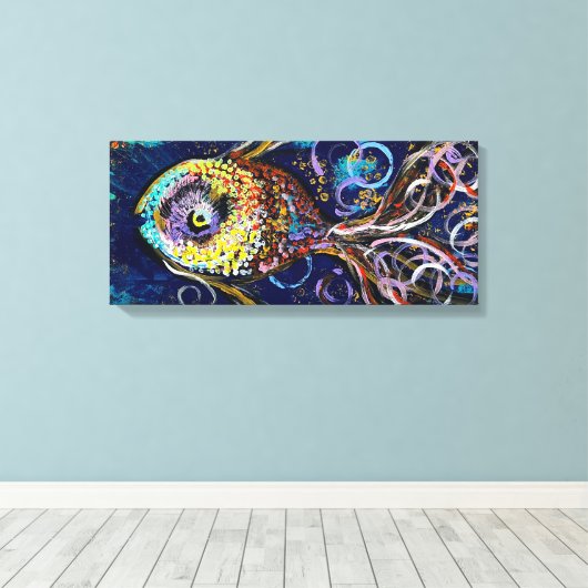 Vis Kleurrijke Verpakte Canvas Print (Insitu (Houten vloer))