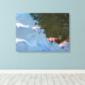 Vis, Koi Carps in vijver Canvas Afdruk (Insitu (Houten vloer))