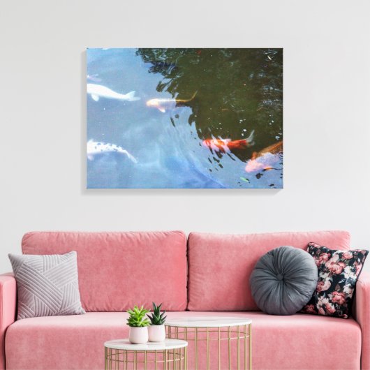 Vis, Koi Carps in vijver Canvas Afdruk (Insitu (Woonkamer))