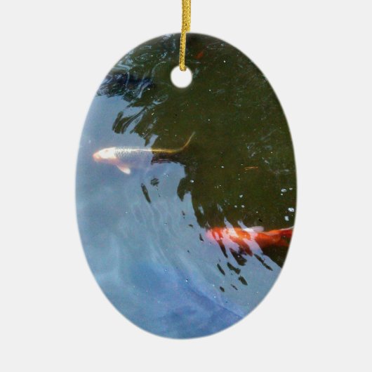 Vis, Koi Carps in vijver Keramisch Ornament (Voorkant)