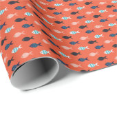 vis, koraalrood patroon. cadeaupapier (Rol Hoek)