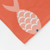 vis, koraalrood patroon. fleece deken (Hoek)