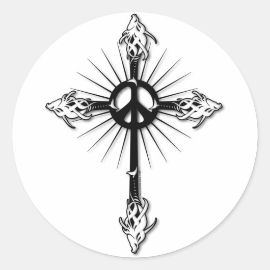 Vis-kruisvrede Ronde Sticker (Voorkant)