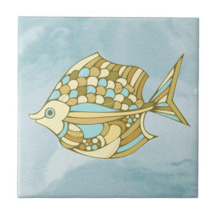 Vis Kunst Blauw Maritiem Tegeltje