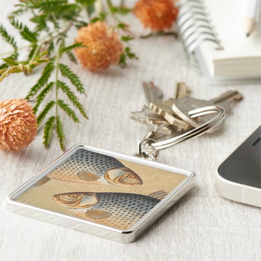 Vis+kunstwerk+design+vissen+vissen+vissen Sleutelhanger (Zijkant)