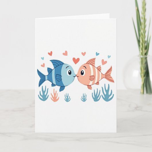 Vis Kussen Liefdeskaart Kaart (Voorkant)