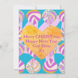 Vis laat Lila goud turquoise kerst Feestdagenkaart