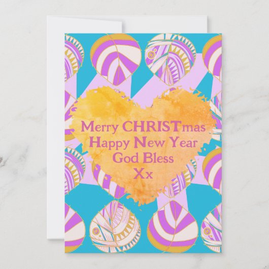 Vis laat Lila goud turquoise kerst Feestdagenkaart (Voorkant)