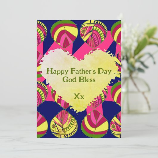 Vis laat magenta groene Vaderdag Feestdagenkaart (Staand voorkant)