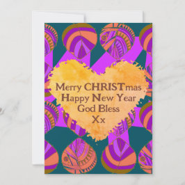 Vis laat Paarse groene Sinaasappel kerst Feestdagenkaart