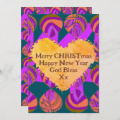 Vis laat Paarse groene Sinaasappel kerst Feestdagenkaart (Voorkant / Achterkant)