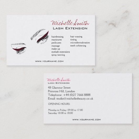 Vis lange wimpers Wimper Extensie visitekaartje (Voorkant / Achterkant)