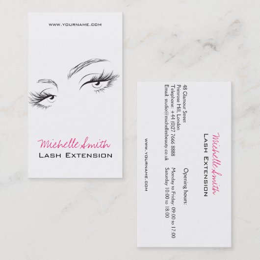 Vis lange wimpers Wimper Extensie visitekaartje (Voorkant / Achterkant)