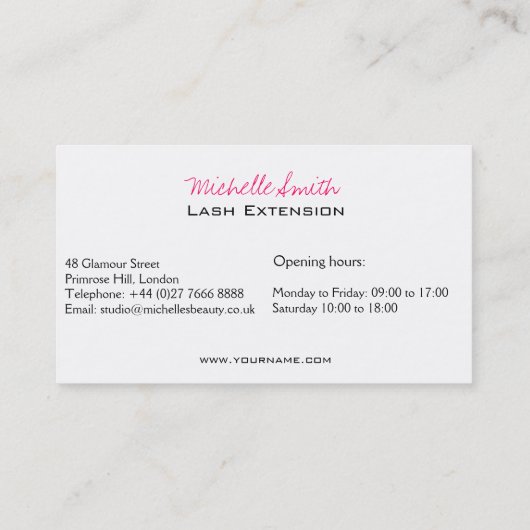 Vis lange wimpers Wimper Extensie visitekaartje (Achterkant)
