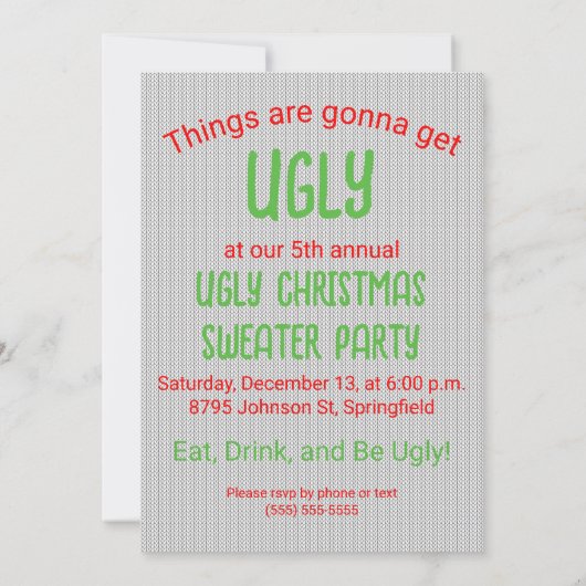 Vis Lelijke Kersttrui Kaart (Achterkant)