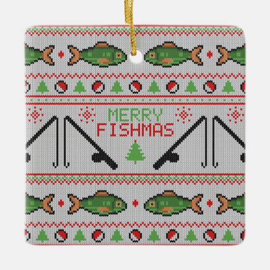 Vis Lelijke Kersttrui Keramisch Ornament (Voorkant)