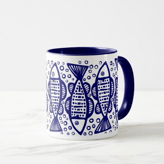 Vis - marineblauw mok (Voorkant rechts)