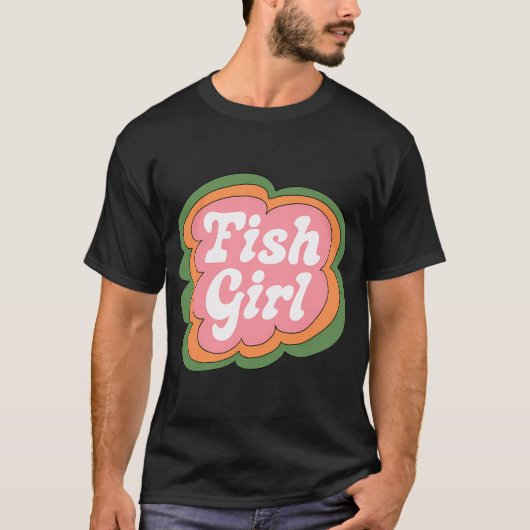 Vis meisje (roze op groen) t-shirt (Voorkant)