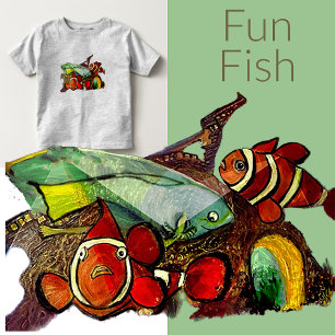 Vis met acrylmulticreatief karakter kinder shirts