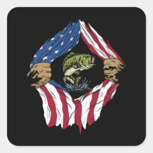 Vis met Amerikaanse vlag Vierkante Sticker