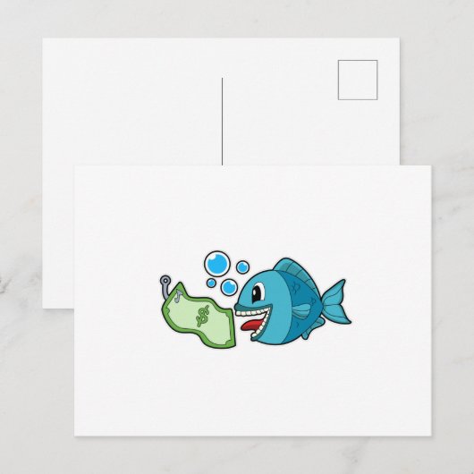 Vis met bankbiljet briefkaart (Voorkant / Achterkant)